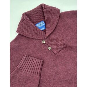 Pendleton Men's L Maroon Lambswool‎ V-Neck Collared Pullover Sweater